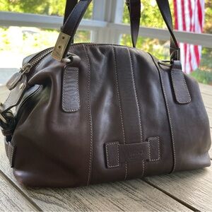 Prüne Argentina Brown Leather Satchel Bag with Double Handles
